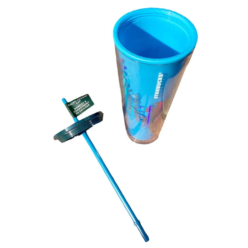 🖤 Starbucks Siren Tumbler Color Change Cold Cup Blue Christmas 2021 24oz 🖤 - Picture 9 of 12